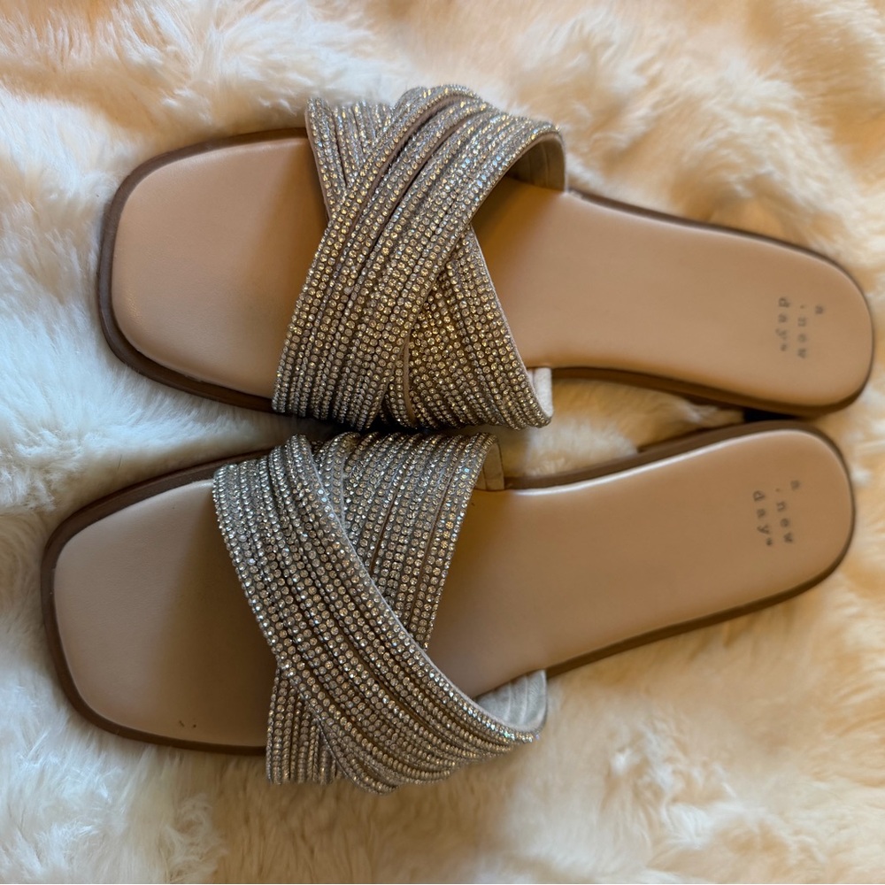 a new day Beige Rhinestone Sandals